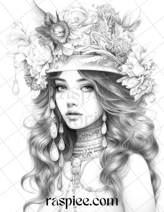 40 Beautiful Gatsby Girls Grayscale Coloring Pages Printable for Adult ...