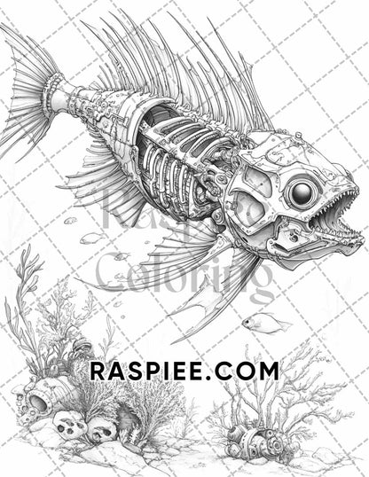 Steampunk Halloween Adult Coloring Pages Printable PDF Instant Download