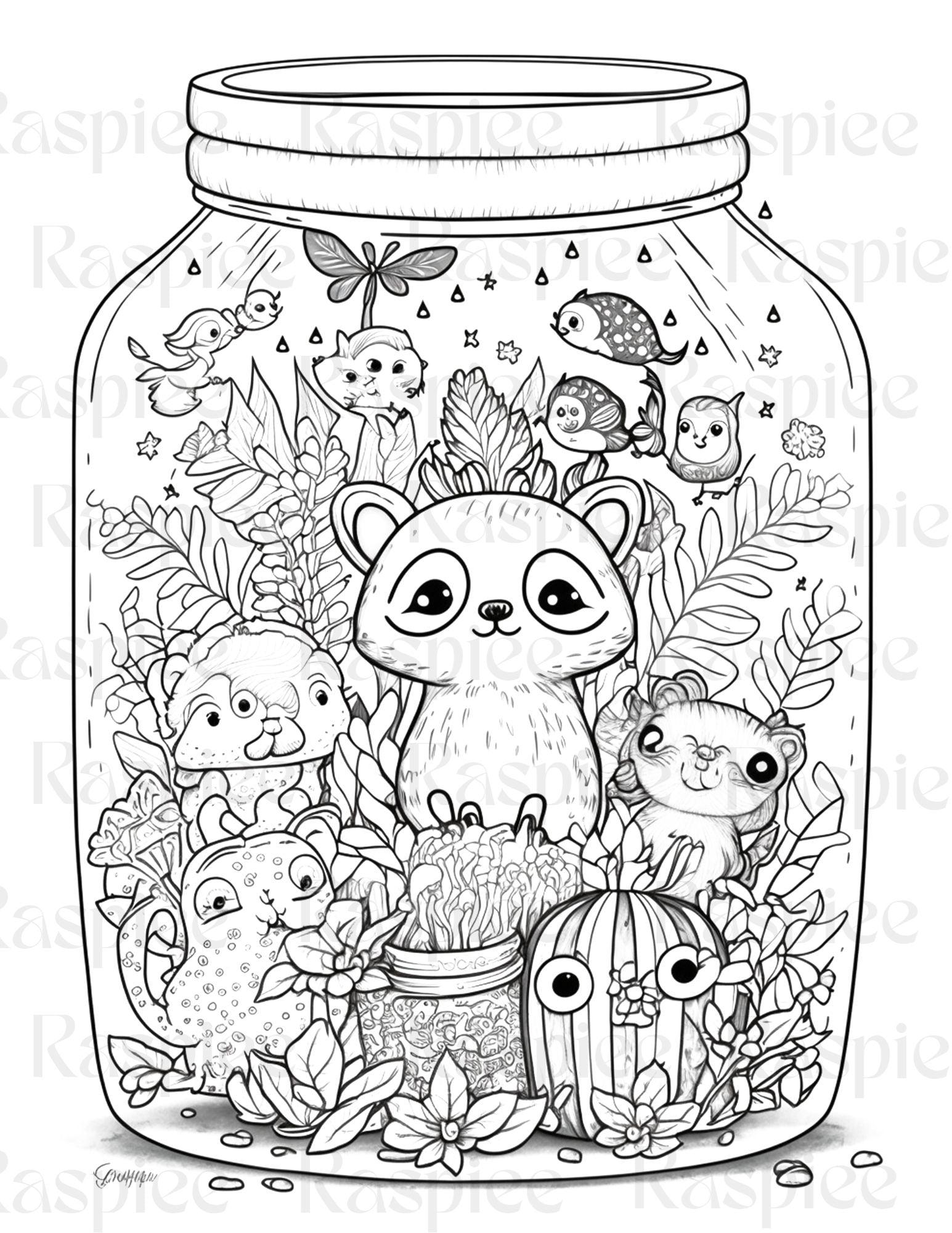 10 Unique Animal in Jar Coloring Pages for Creative Fun