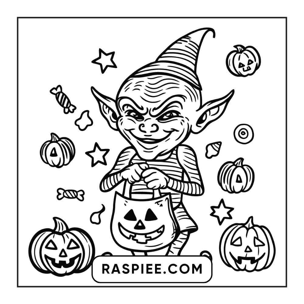 100 Bold and Easy Cute Halloween Coloring Pages Printable PDF Instant Download - RASPIEE