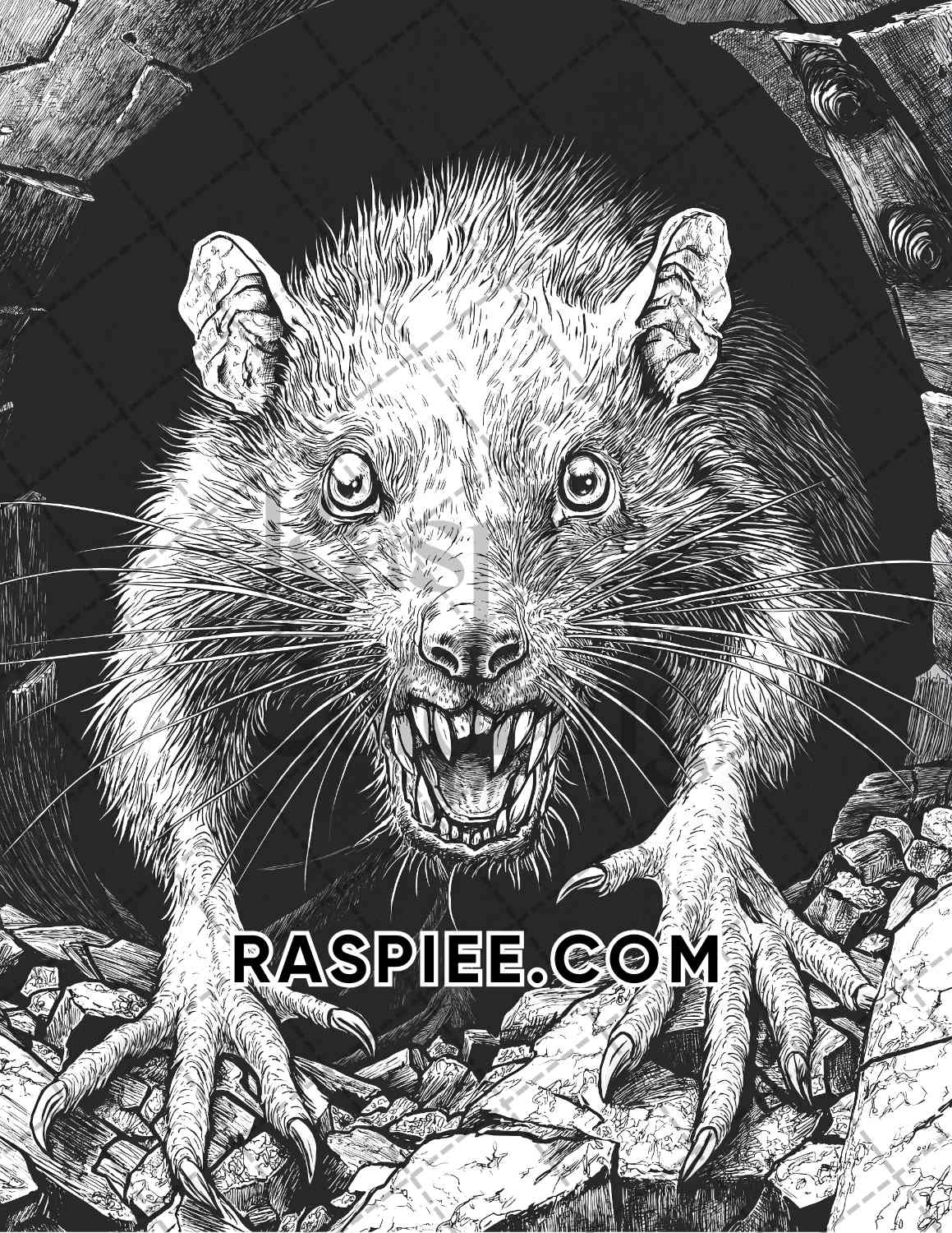 Horror Animals Halloween Adult Coloring Pages Printable PDF Instant Download