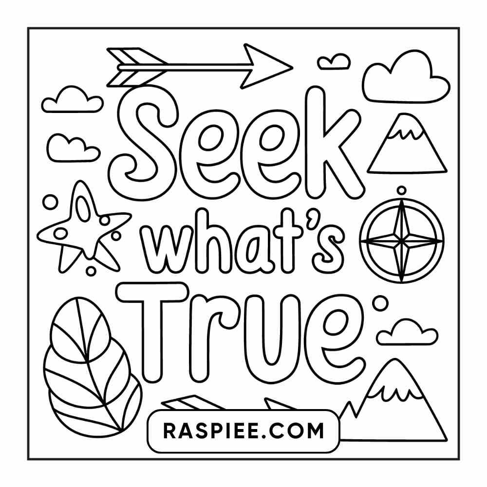 78 Bold and Easy Inspirational Words Coloring Pages Printable PDF Instant Download - RASPIEE