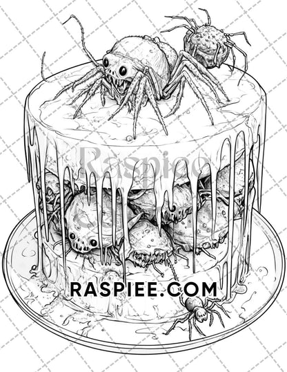 Spooky Desserts Halloween Adult Coloring Pages Printable PDF