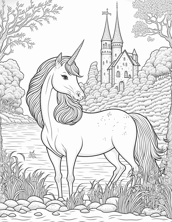 56 Cute Unicorn Printable Coloring Pages for Kids, Printable PDF File