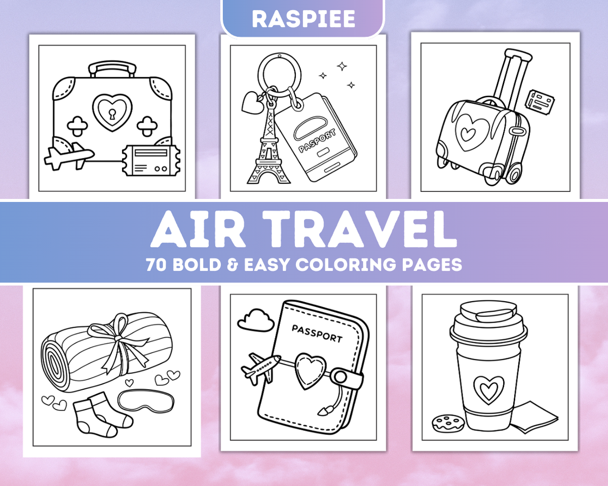 70 Bold & Easy Air Travel Coloring Pages
