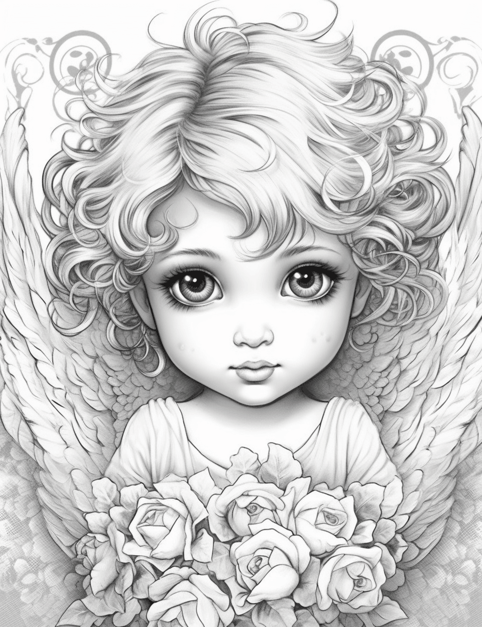 Free Angel Baby Grayscale Coloring Pages Printable for Adults Kids, PD ... Free Angel Baby Grayscale Coloring Pages Printable for Adults Kids, PD ...