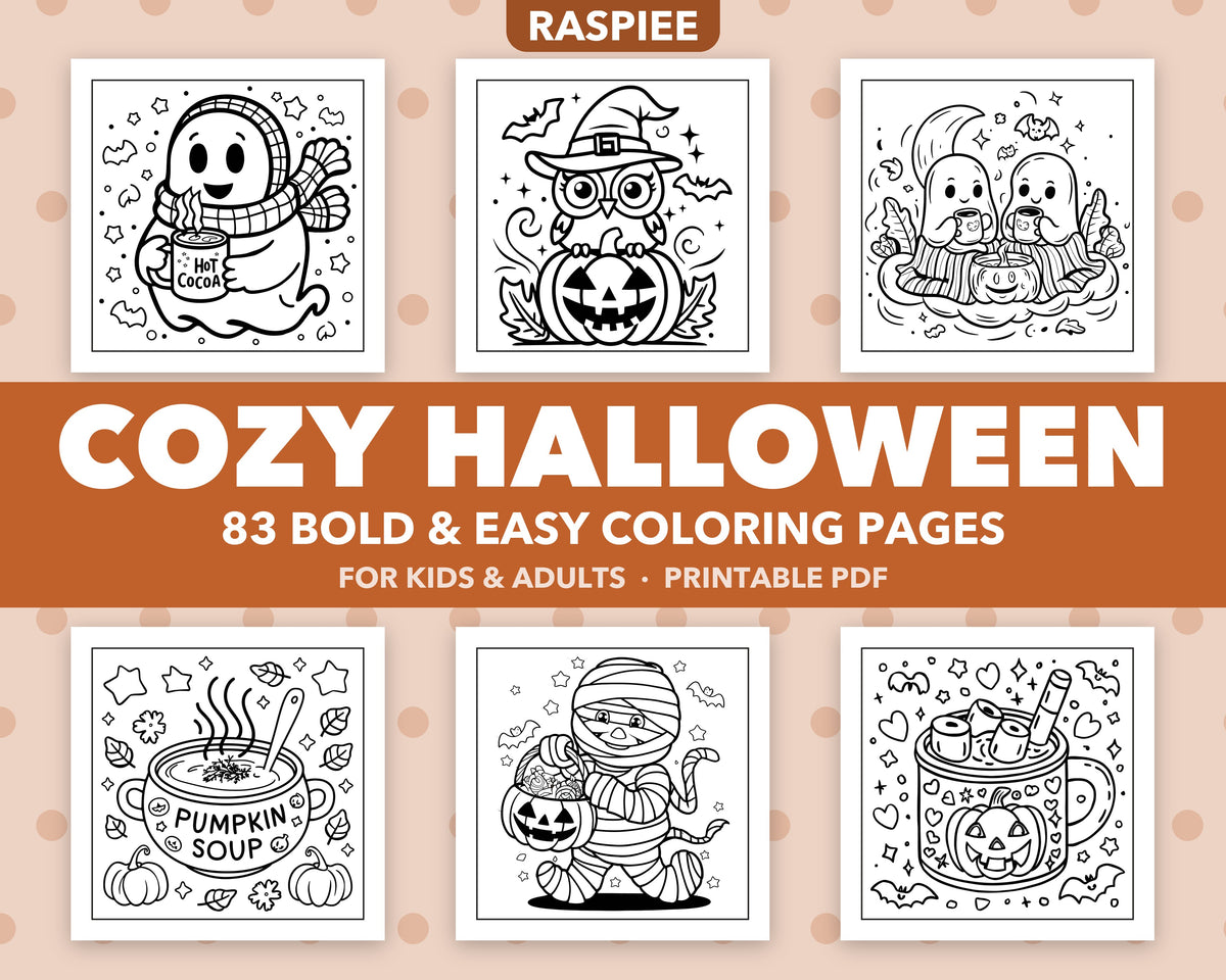 83 Cozy Halloween Coloring Pages for Kids and Adults, Bold and Easy Printable PDF