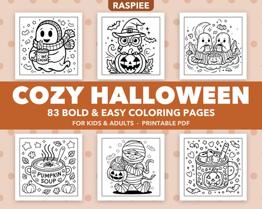 83 Cozy Halloween Coloring Pages for Kids and Adults, Bold and Easy Printable PDF
