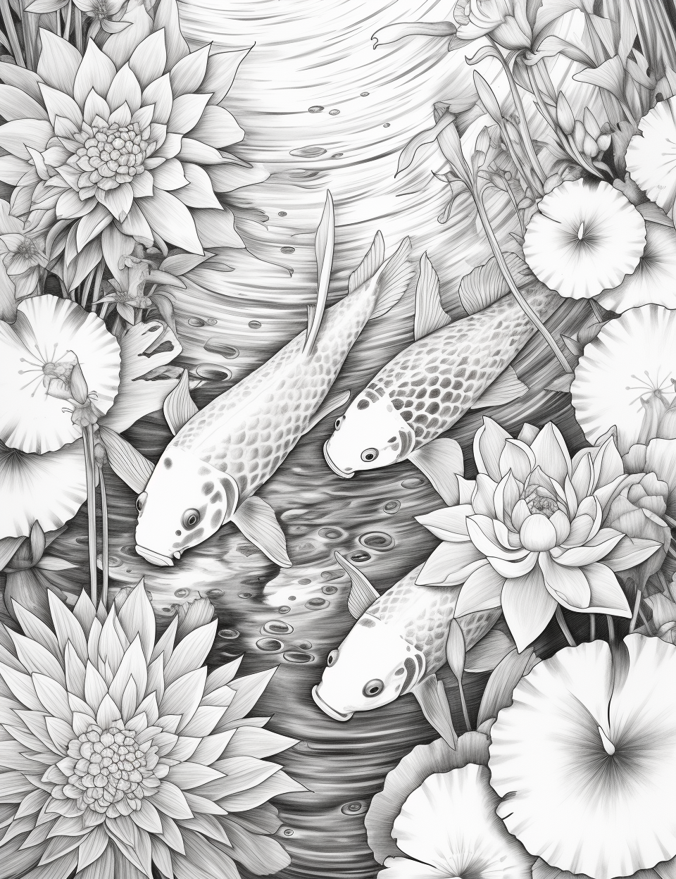 adult coloring pages, adult coloring sheets, adult coloring book pdf, adult coloring book printable, spring coloring pages for adults, summer coloring pages for adults, autumn coloring pages for adults, koi pond coloring pages, fish coloring pages, animal coloring pages for adults, animal coloring book pdf