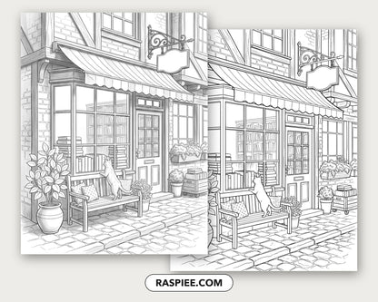 40 Cozy Bookshelves and Reading Nooks Grayscale and Line Art Coloring Pages