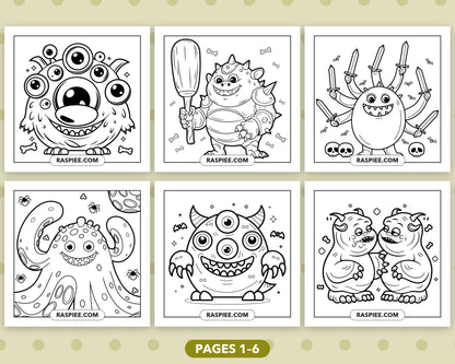 Creepy Monster bold and easy coloring pages, sample sheet 1