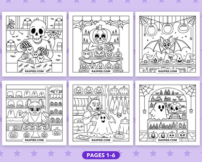 Spooky Shop Halloween bold and easy coloring pages, sample sheet 1