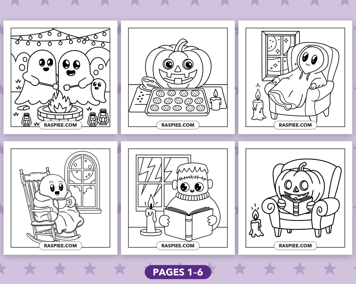 Little Spooky Halloween bold and easy coloring pages, sample sheet 1
