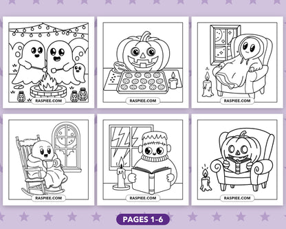 Little Spooky Halloween bold and easy coloring pages, sample sheet 1