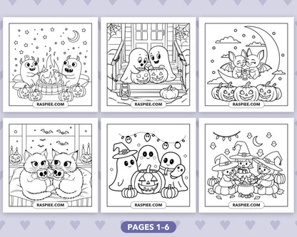 Spooky Besties Halloween bold and easy coloring pages, sample sheet 1