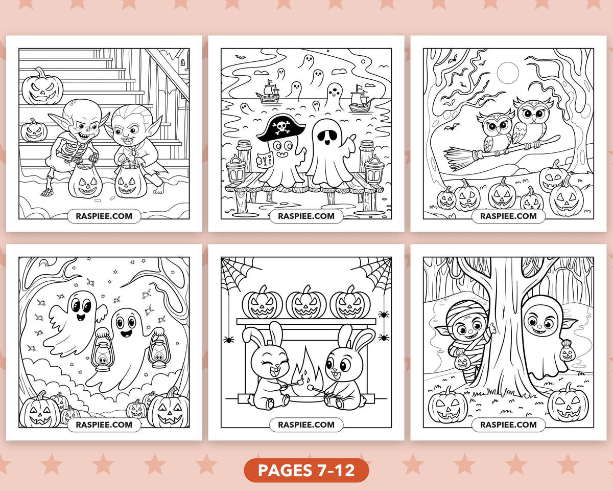 Creepy Friends Halloween bold and easy coloring pages, sample sheet 2
