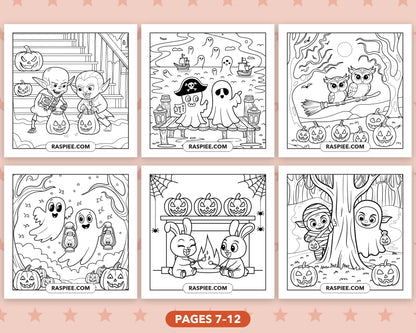 Creepy Friends Halloween bold and easy coloring pages, sample sheet 2