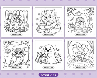 Spooky Times Halloween Animal bold and easy coloring pages, sample sheet 2