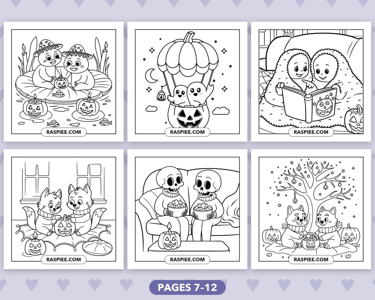 Spooky Besties Halloween bold and easy coloring pages, sample sheet 2