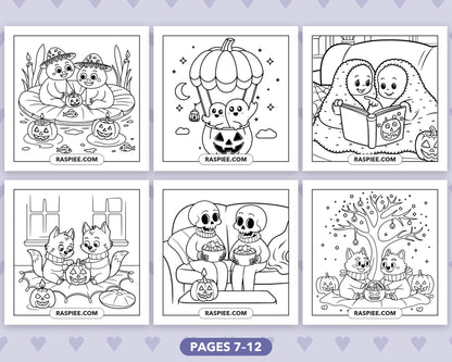 Spooky Besties Halloween bold and easy coloring pages, sample sheet 2