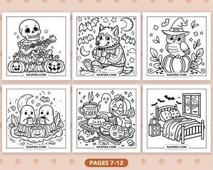 Cozy Halloween bold and easy coloring pages, sample sheet 2