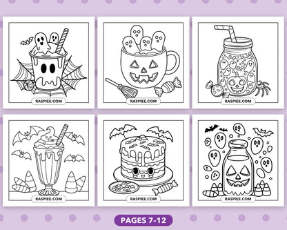 Spooky Food and Drinks Halloween bold and easy coloring pages, sample sheet 2
