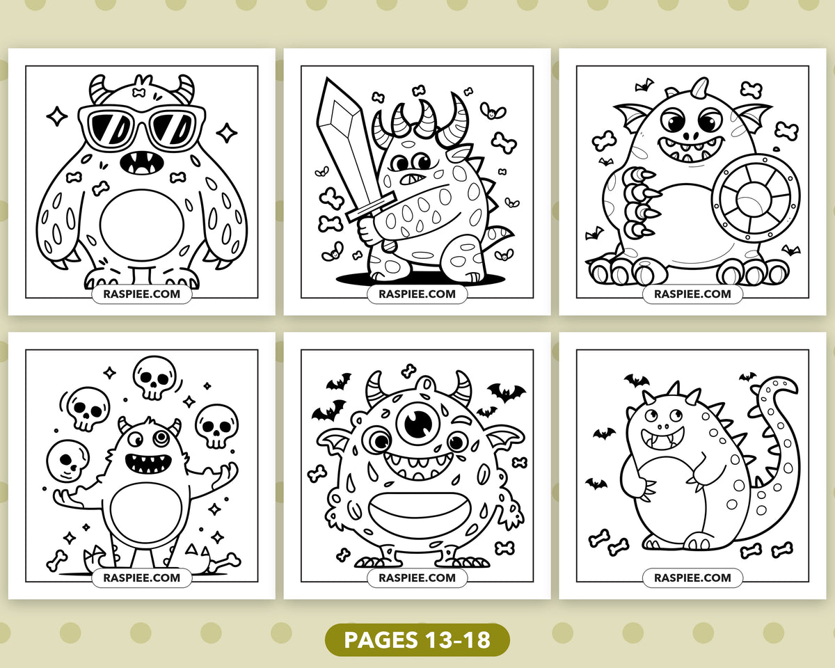 Creepy Monster bold and easy coloring pages, sample sheet 3