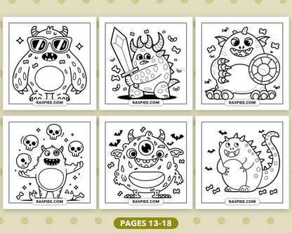 Creepy Monster bold and easy coloring pages, sample sheet 3