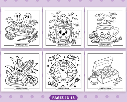 Spooky Food and Drinks Halloween bold and easy coloring pages, sample sheet 3