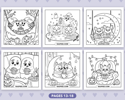 Spooky Besties Halloween bold and easy coloring pages, sample sheet 3