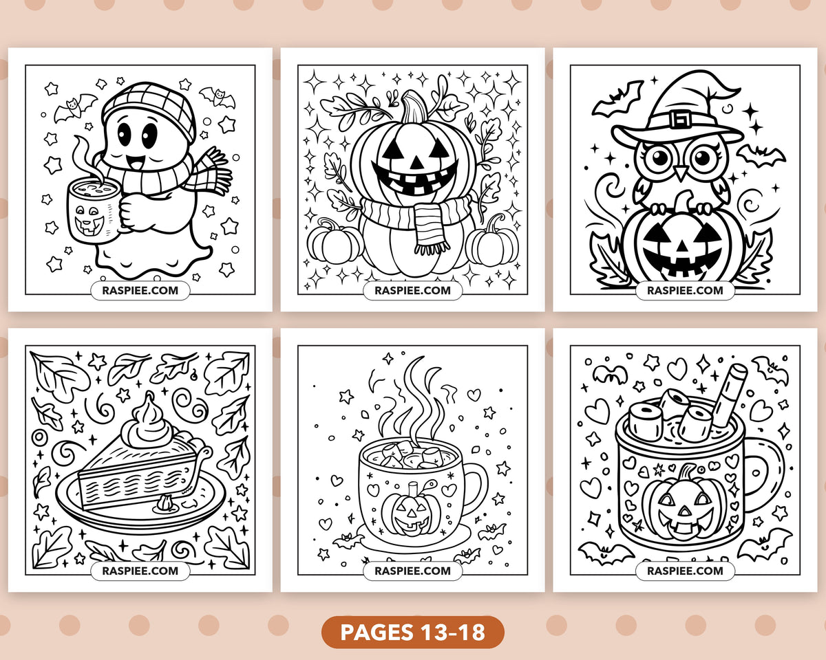 Cozy Halloween bold and easy coloring pages, sample sheet 3