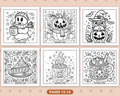 Cozy Halloween bold and easy coloring pages, sample sheet 3