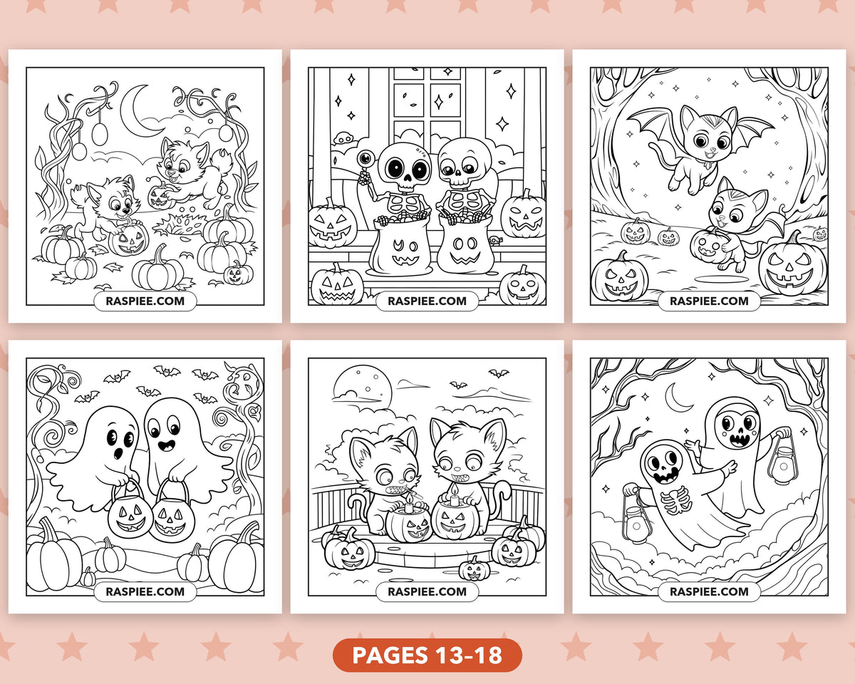 Creepy Friends Halloween bold and easy coloring pages, sample sheet 3