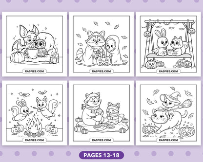 Spooky Times Halloween Animal bold and easy coloring pages, sample sheet 3