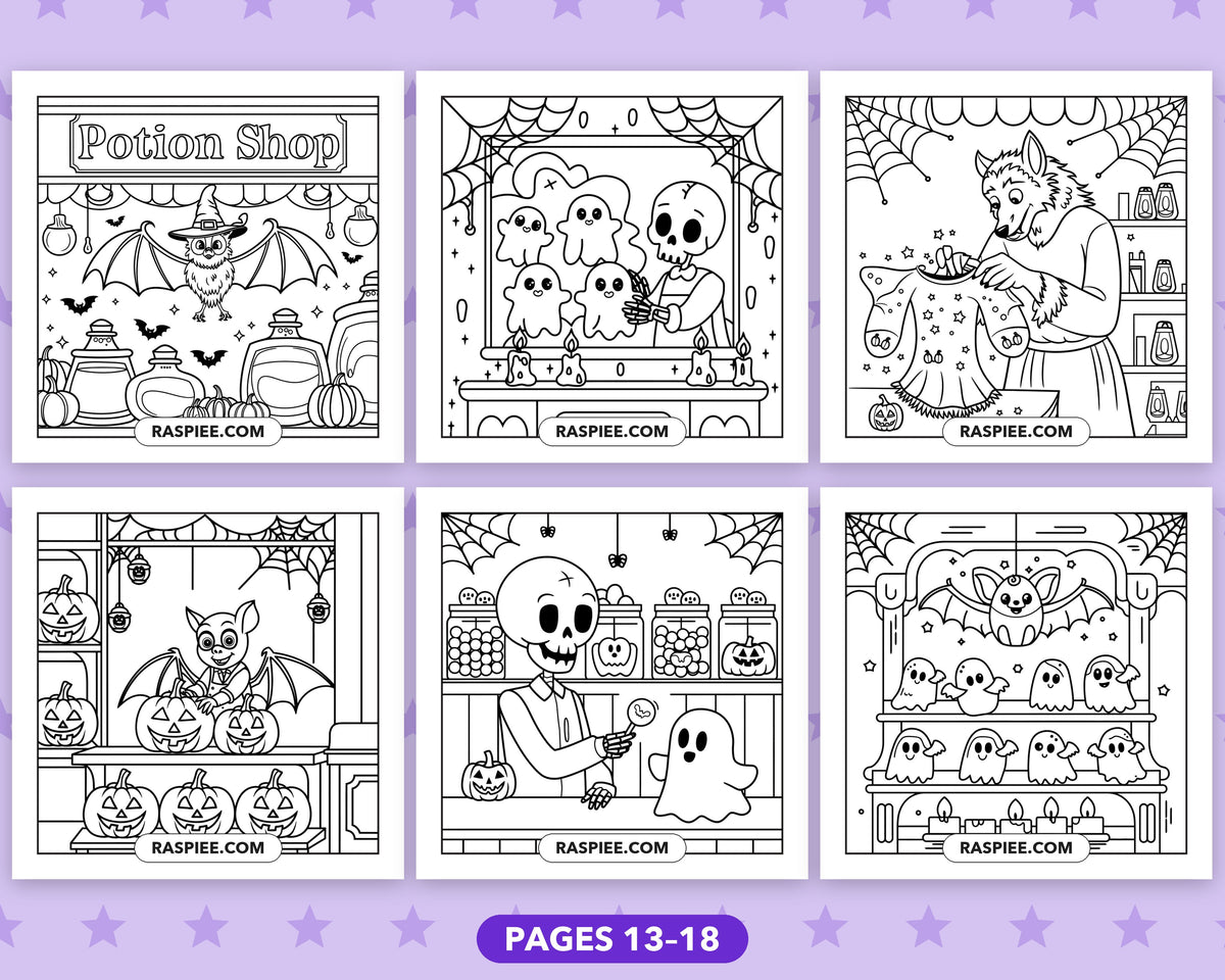 Spooky Shop Halloween bold and easy coloring pages, sample sheet 3
