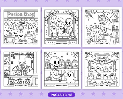 Spooky Shop Halloween bold and easy coloring pages, sample sheet 3