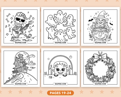 Cute Halloween bold and easy coloring pages, pages 19-24