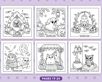 Spooky Times Halloween Animal bold and easy coloring pages, sample sheet 4