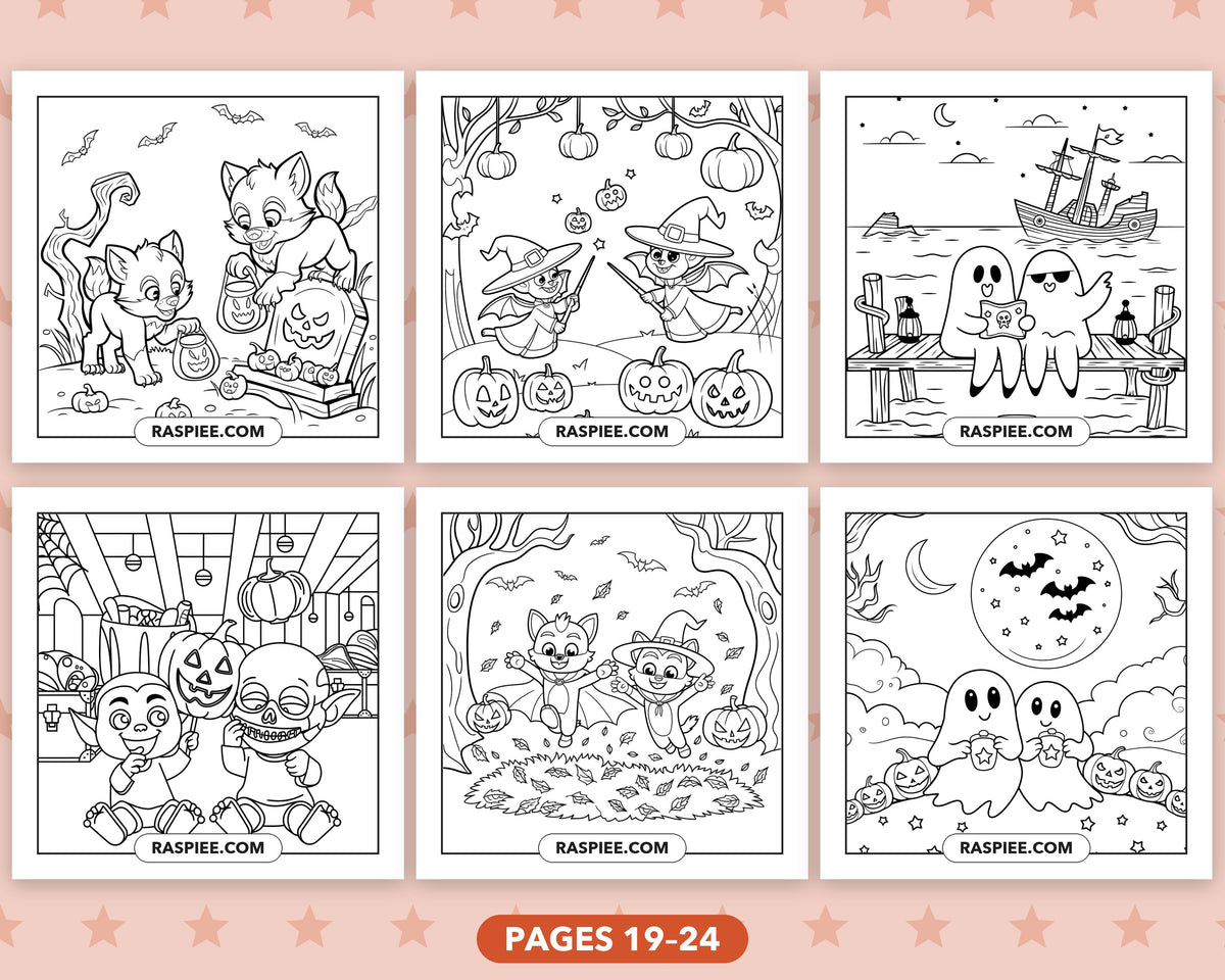 Creepy Friends Halloween bold and easy coloring pages, sample sheet 4