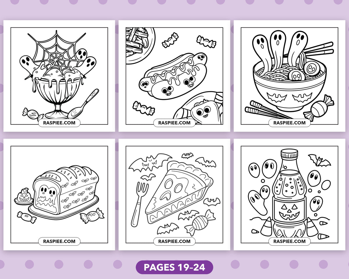 Spooky Food and Drinks Halloween bold and easy coloring pages, sample sheet 4