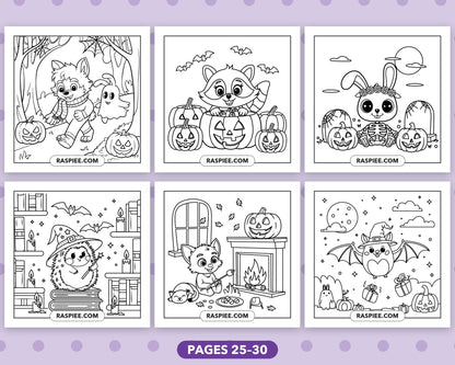 Spooky Times Halloween Animal bold and easy coloring pages, sample sheet 5