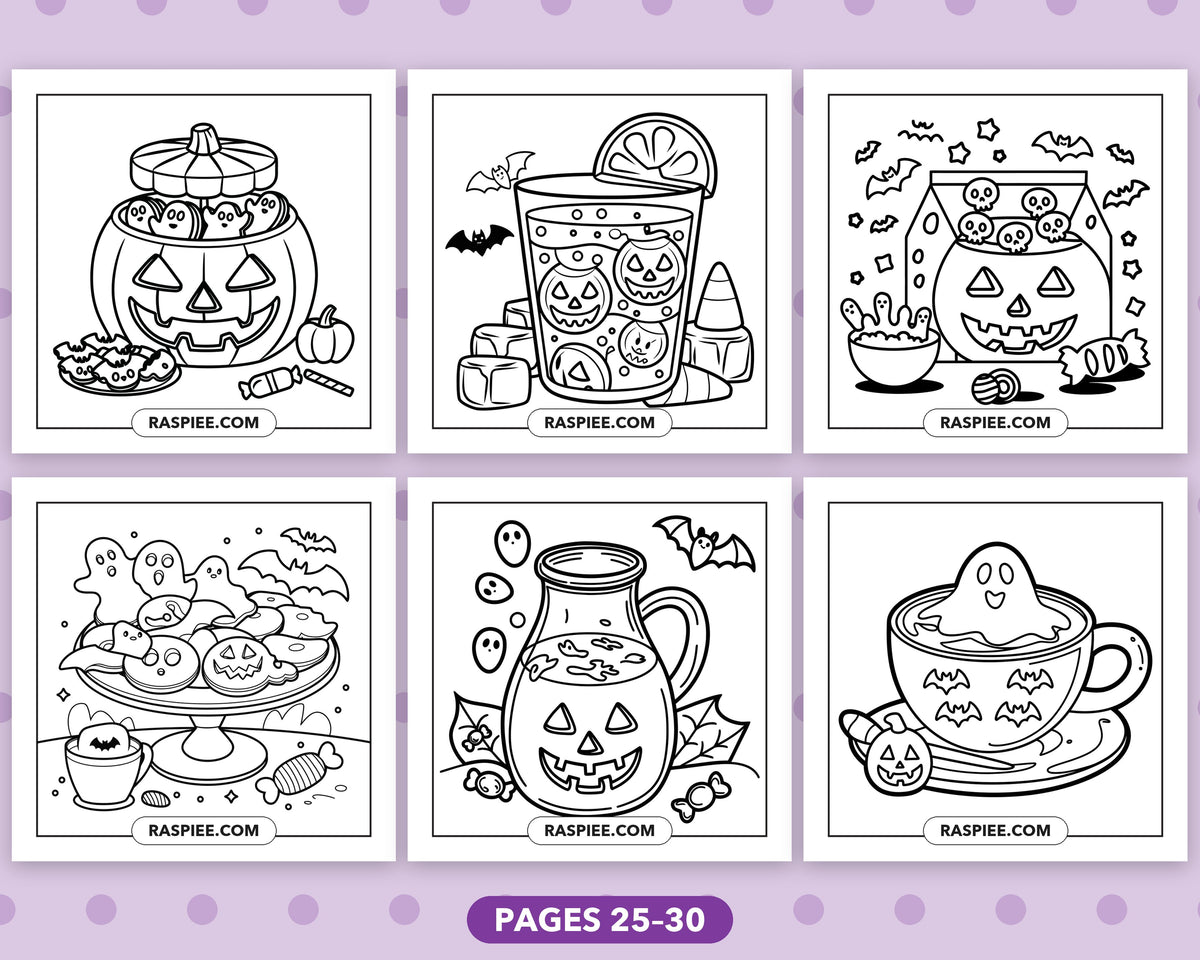 Spooky Food and Drinks Halloween bold and easy coloring pages, sample sheet 5