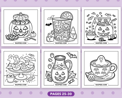Spooky Food and Drinks Halloween bold and easy coloring pages, sample sheet 5