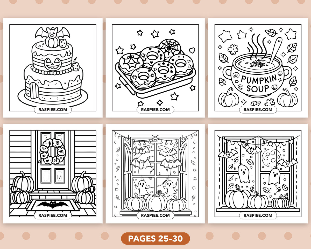 Cozy Halloween bold and easy coloring pages, sample sheet 5