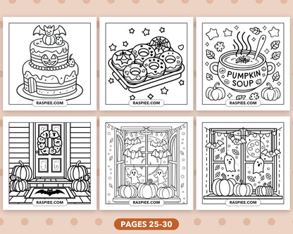 Cozy Halloween bold and easy coloring pages, sample sheet 5