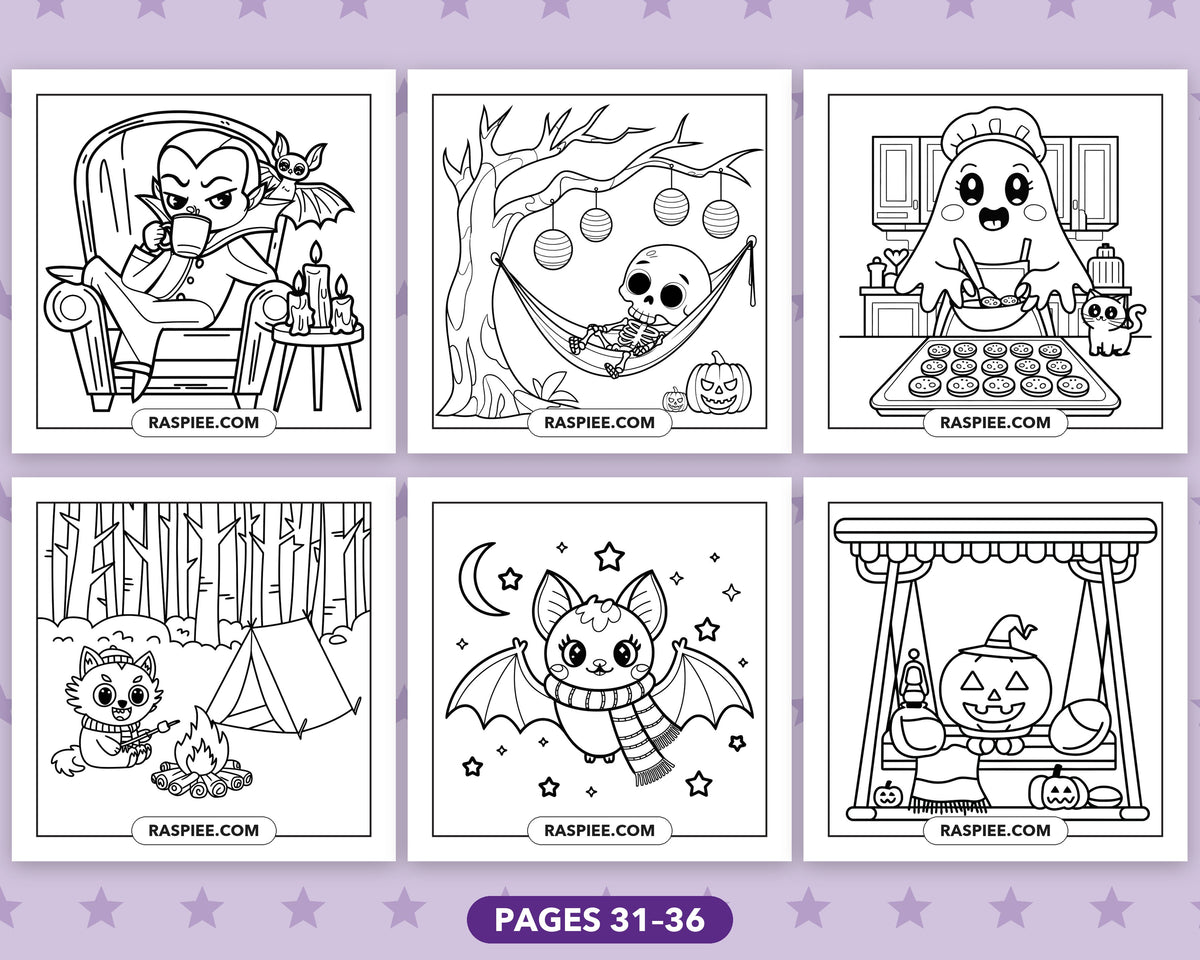 Little Spooky Halloween bold and easy coloring pages, sample sheet 6