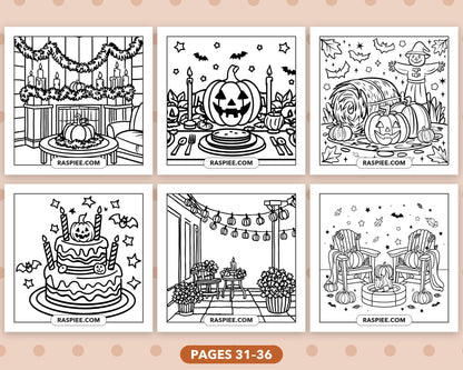 Cozy Halloween bold and easy coloring pages, sample sheet 6