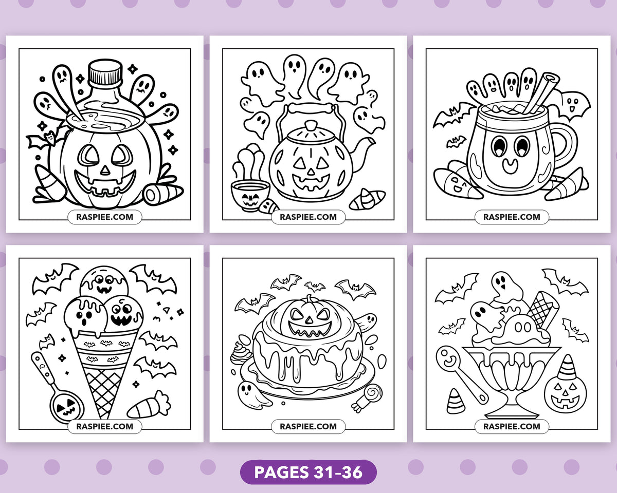 Spooky Food and Drinks Halloween bold and easy coloring pages, sample sheet 6