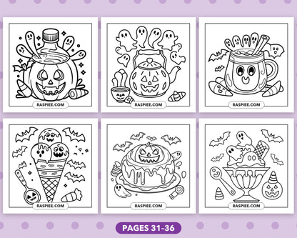 Spooky Food and Drinks Halloween bold and easy coloring pages, sample sheet 6