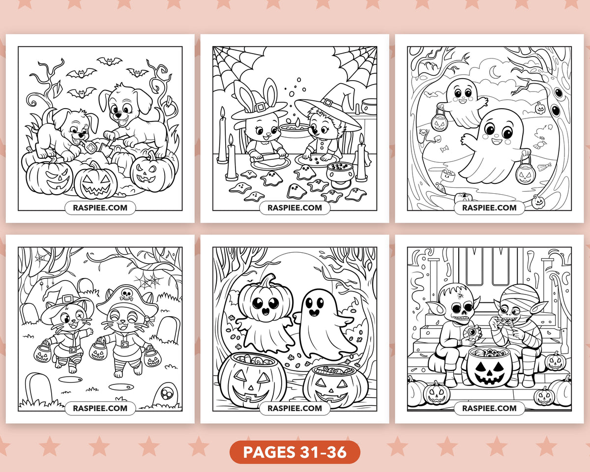 Creepy Friends Halloween bold and easy coloring pages, sample sheet 6